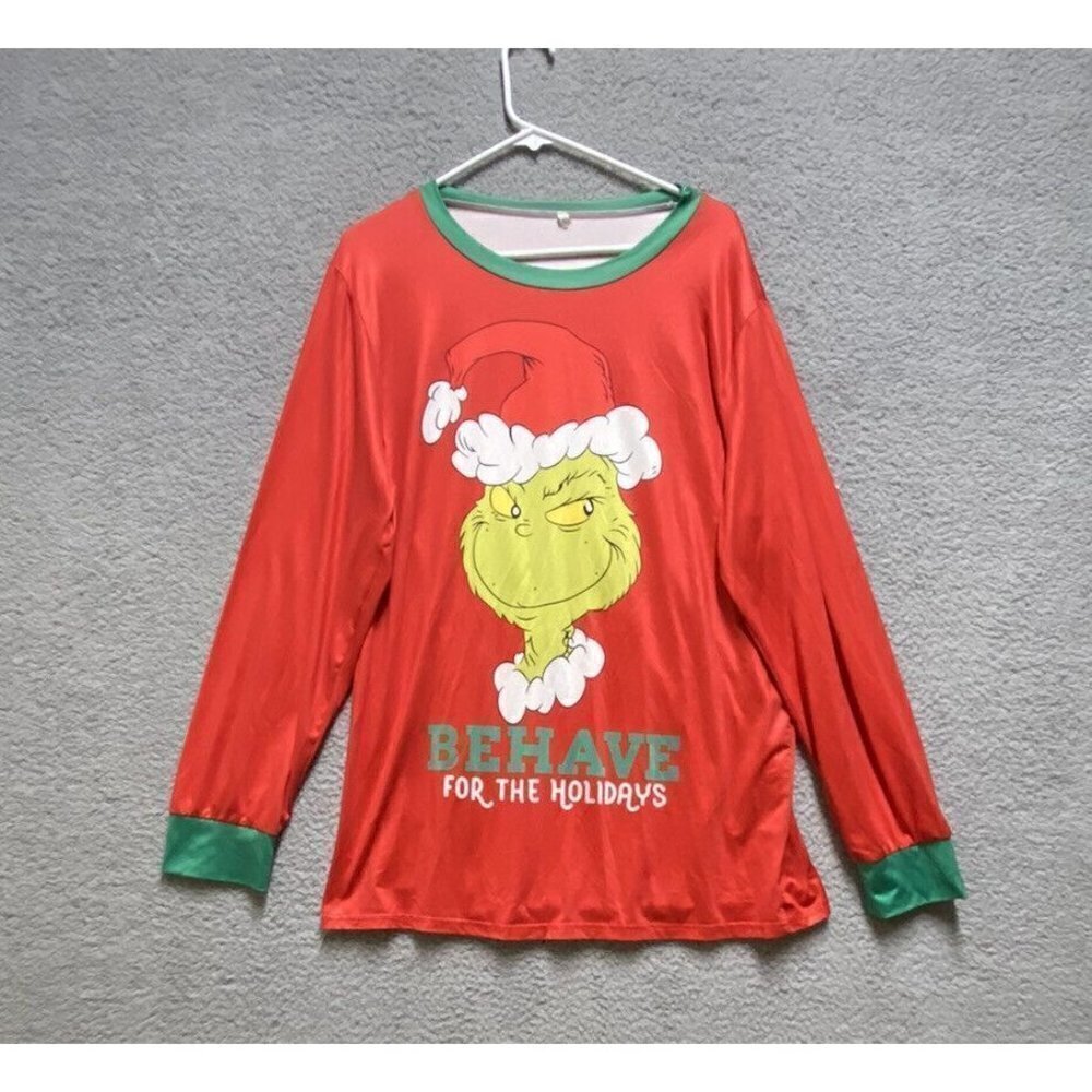 Dr. Seuss The Grinch  Behave For The Holidays  Sleep Pajama Top Size XL